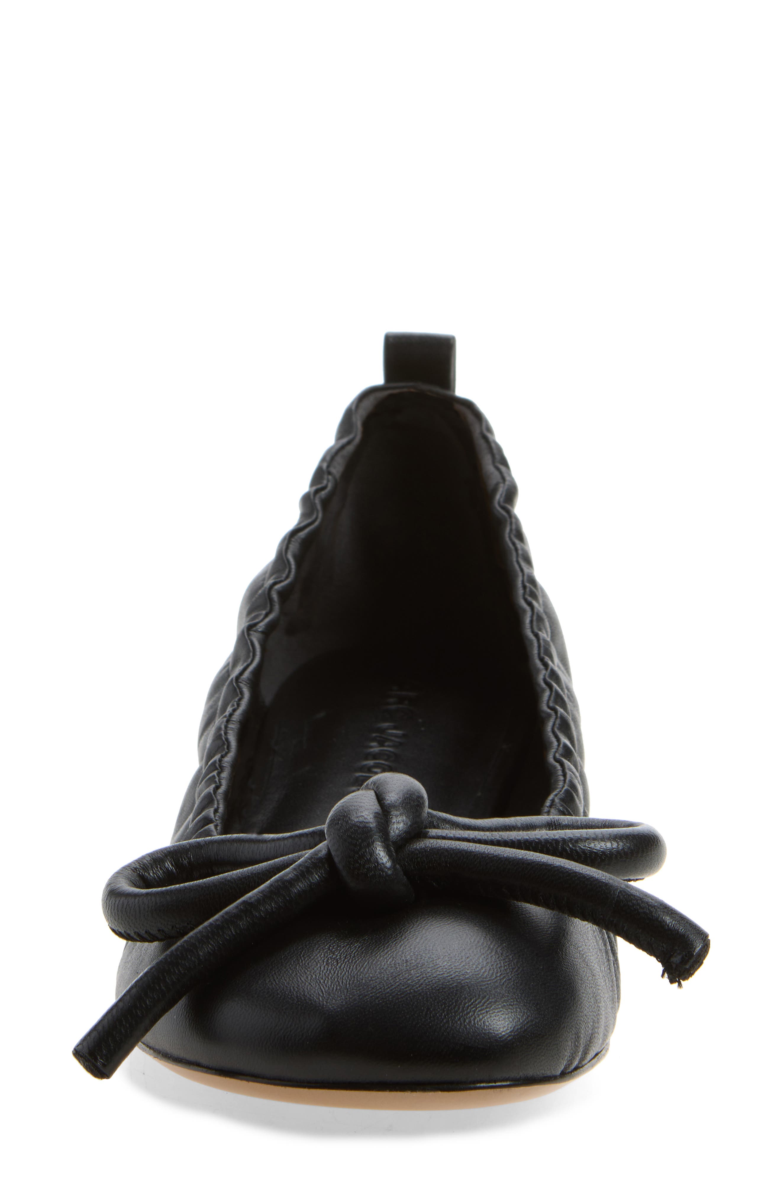 The Bow Lace-Up Ballerina Flat, Alternate, color, BLACK