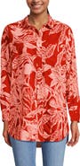 Lands' End Women's Plus Size Cotton Voile Billowy Oversized Shirt