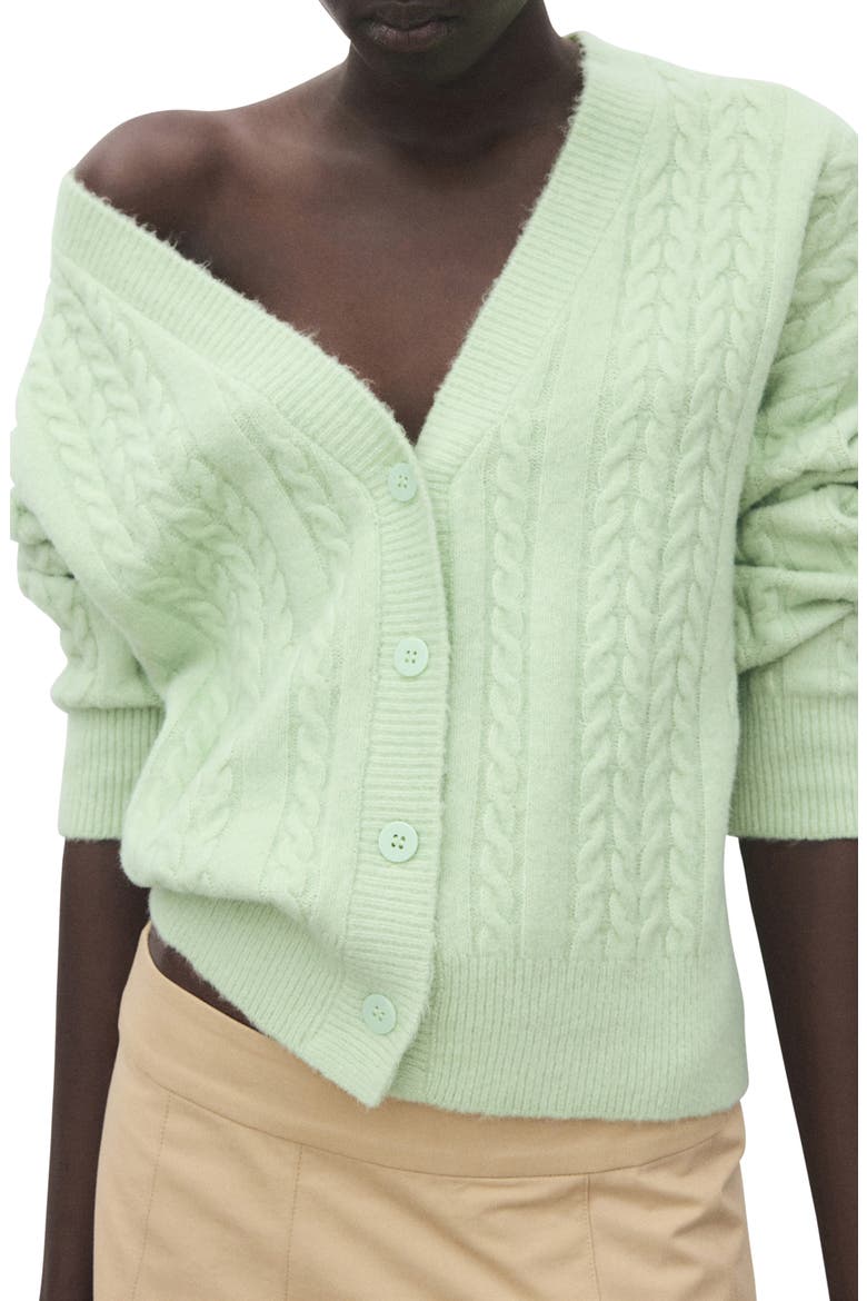 Cable V-Neck Cardigan, Main, color, PASTEL GREEN
