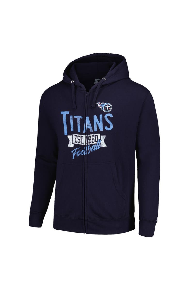 STARTER Men's Starter Navy Tennessee Titans Domestic Post Season Full-Zip Hoodie, Alternate, color, Navy