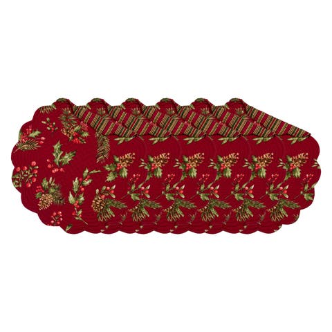 Maureen Floral Reversible Round Set of 6 Placemats17"