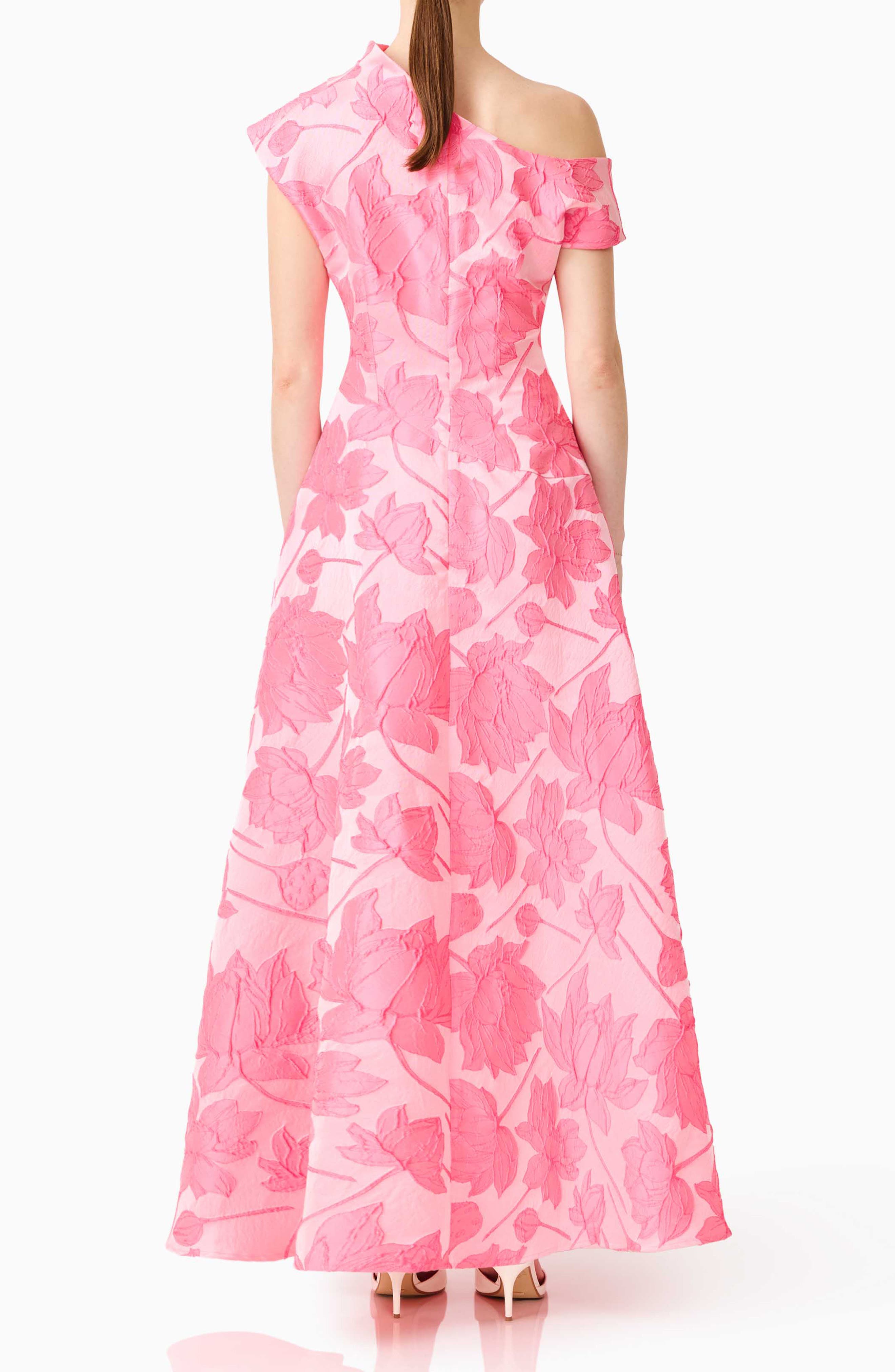 jacquard floral asymmetrical long dress Jacquard Floral Asymmetrical Long Dress