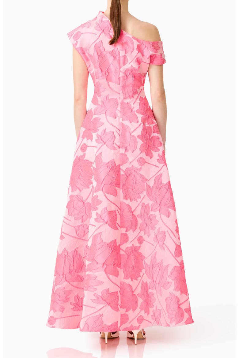 jacquard floral asymmetrical long dress Off-The-Shoulder Asymmetric Floral Jacquard Dress