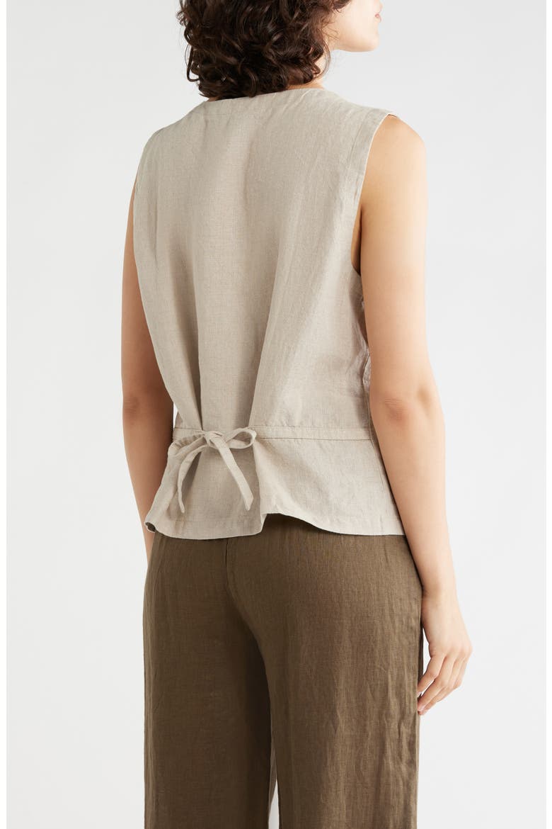 V-Neck Organic Linen Vest, Alternate, color, UNNATURAL