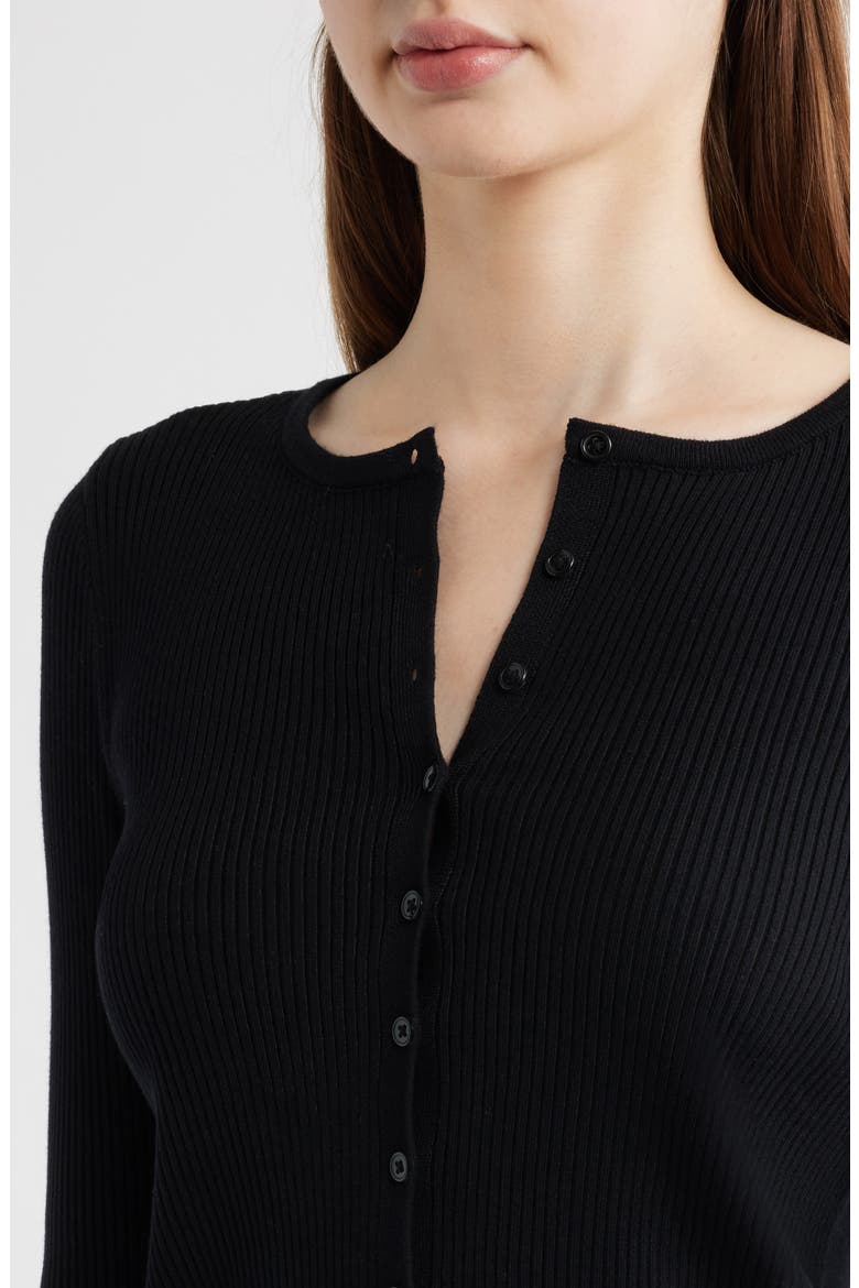 Rib Cardigan, Alternate, color, BLACK