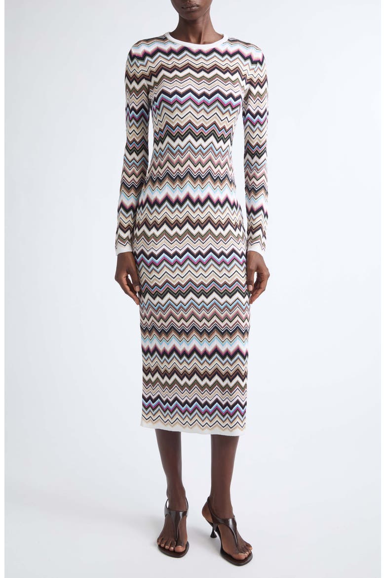 Zigzag Long Sleeve Maxi Dress, Main, color, SMSPL