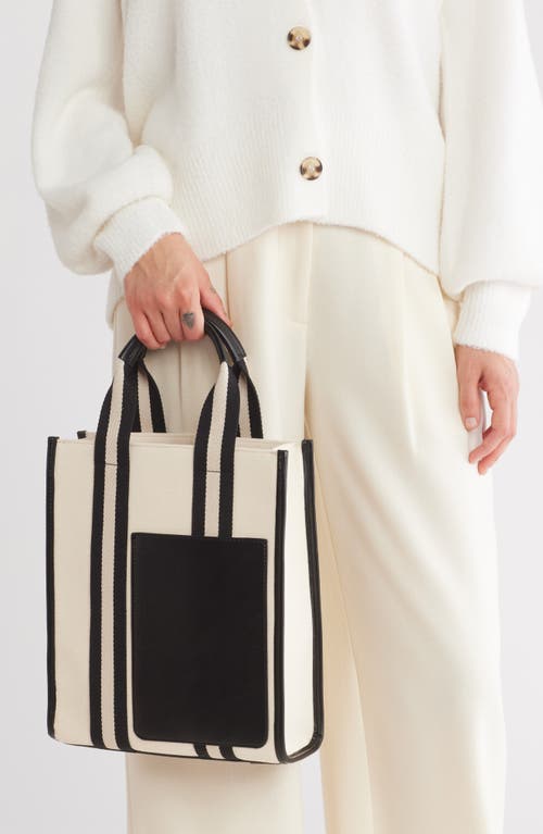 Bcbg Contrast Pocket Mini Tote Bag In Natural Black
