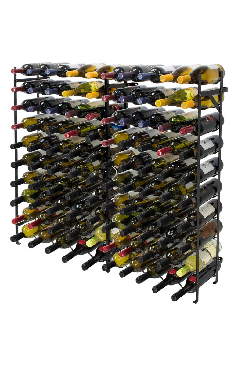 SORBUS Black 100 Bottle Freestanding Wine Rack, Alternate, color,