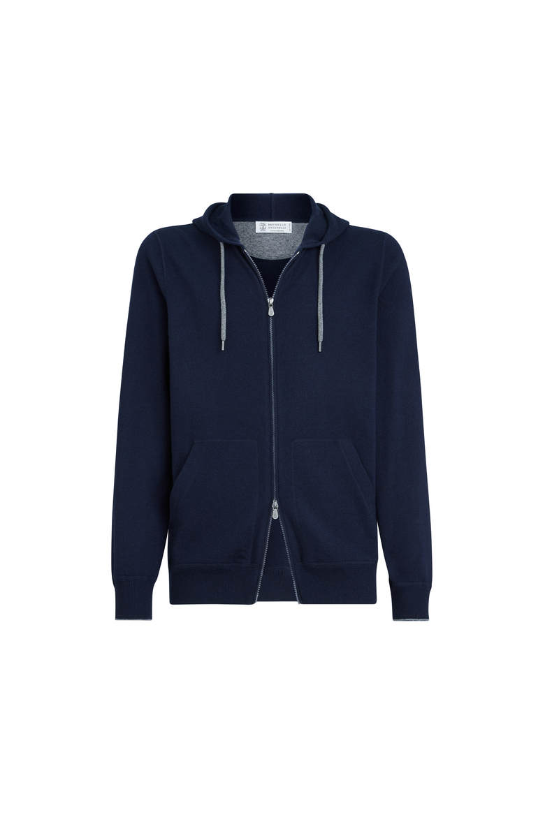 Cashmere sweatshirt-style cardigan, Alternate, color, Navy Blue