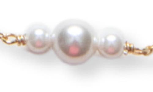 Argento Vivo Sterling Silver Faux Pearl Station Anklet In Gold