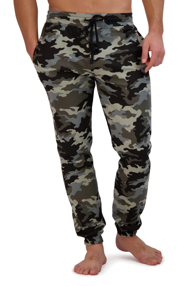 French Terry Sleep Pants, Alternate, color, GREY CAMO