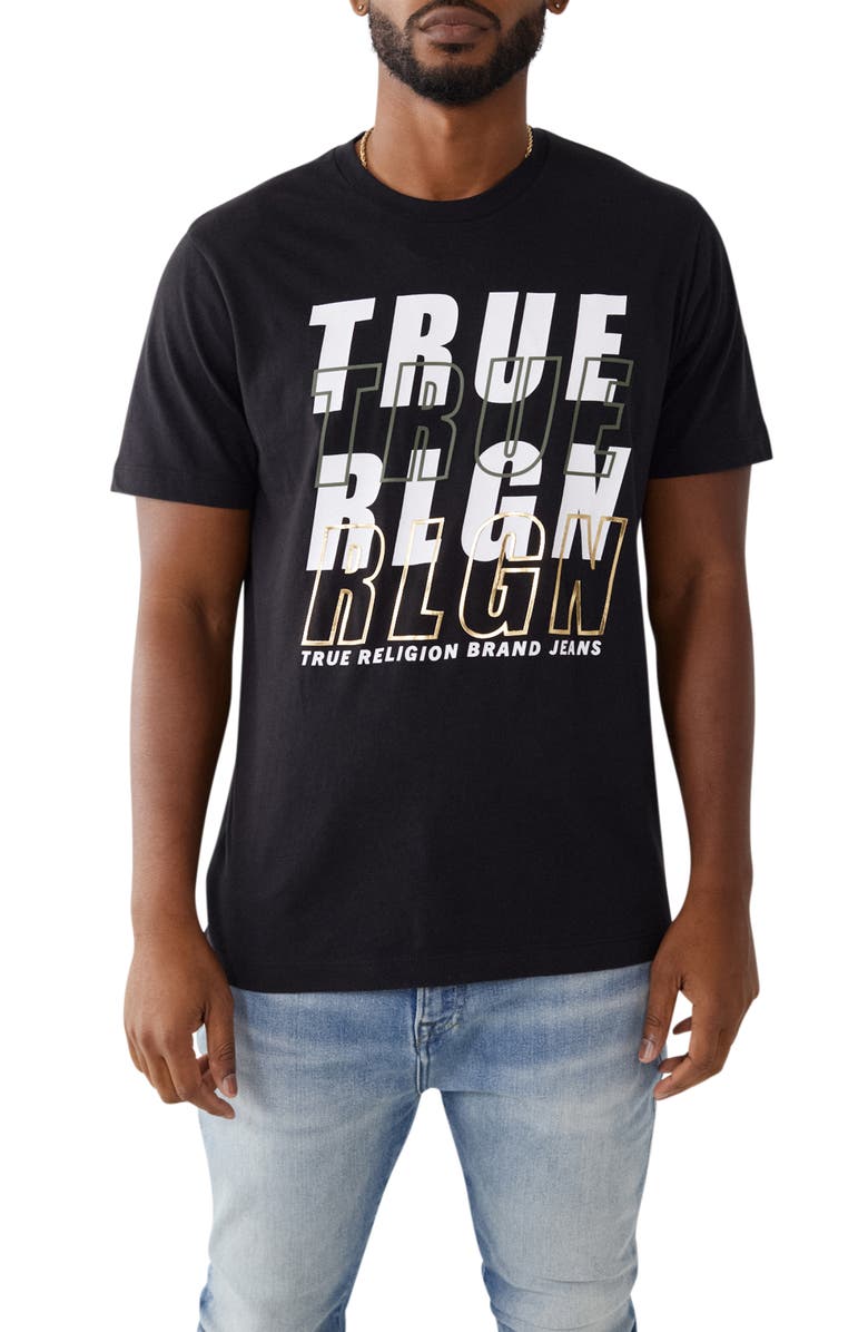 True Religion Brand Jeans Stacked Logo Cotton Graphic Tee, Main, color, 
