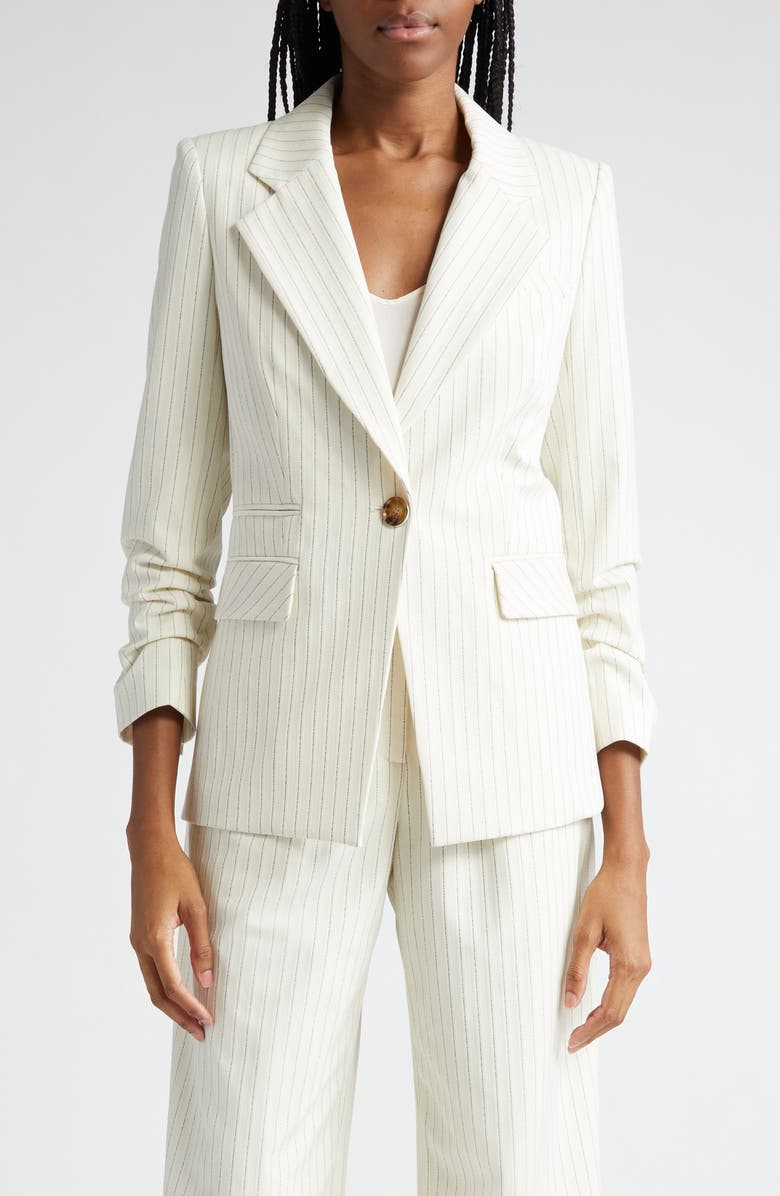 Veronica Beard Battista Pinstripe Dickey Jacket, Alternate, color, Ecru Multi
