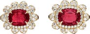 GOSHWARA G-ONE Garnet & Diamond Stud Earrings