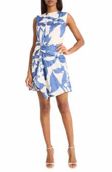 DONNA MORGAN FOR MAGGY Sleeveless Draped Front Asymmetric Hem Dress