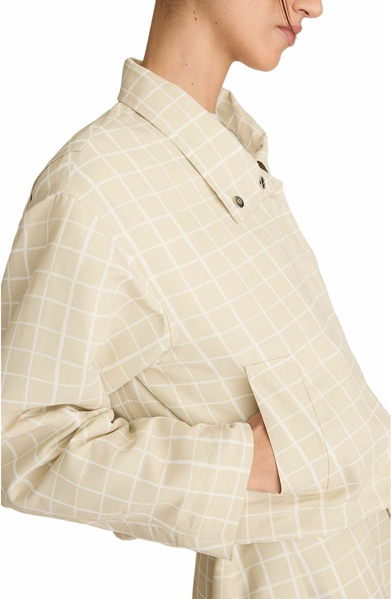 Rebecca Taylor Painterly Windowpane Cropped Faille Jacket, Alternate, color, Sand Combo