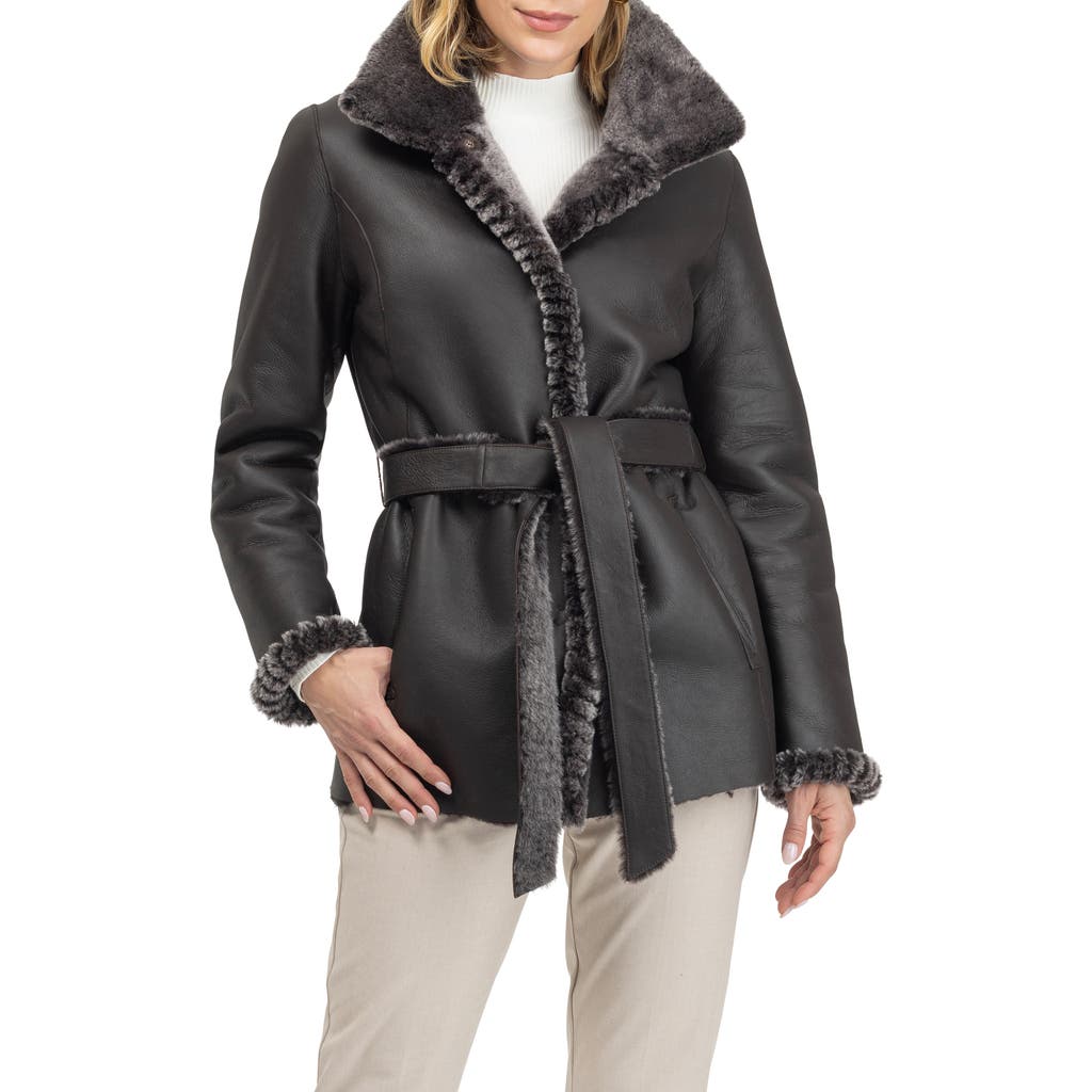 Gorski Merino Shearling Lamb Jacket With Whipstitch Trim In Black