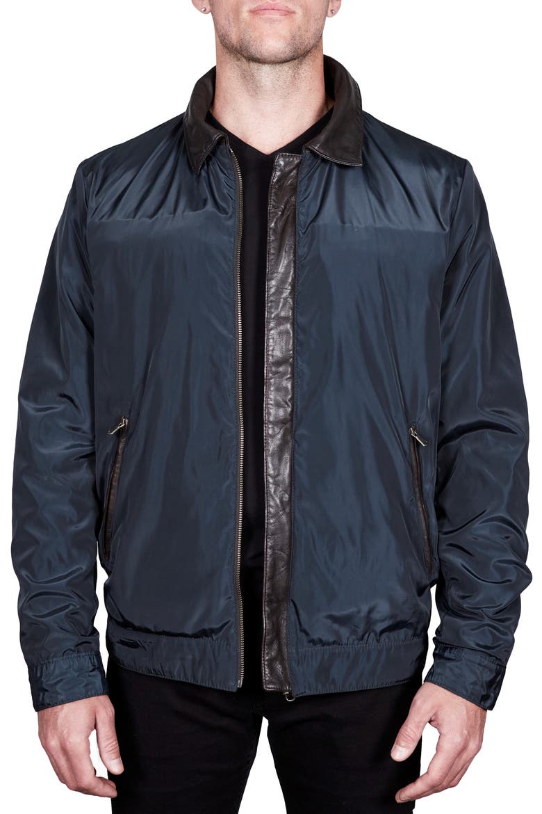 Reversible Leather Jacket, Alternate, color, BROWN/ NAVY