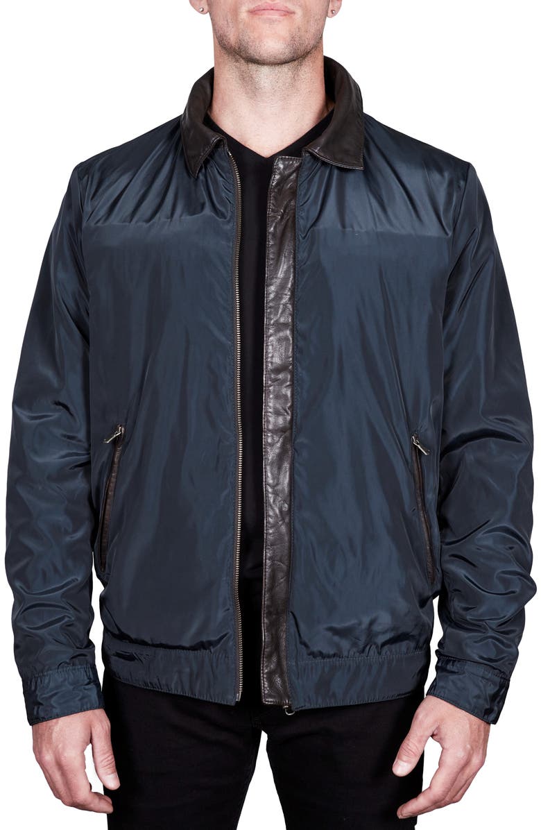 Missani Le Collezioni Reversible Leather Jacket, Alternate, color, Brown/ Navy