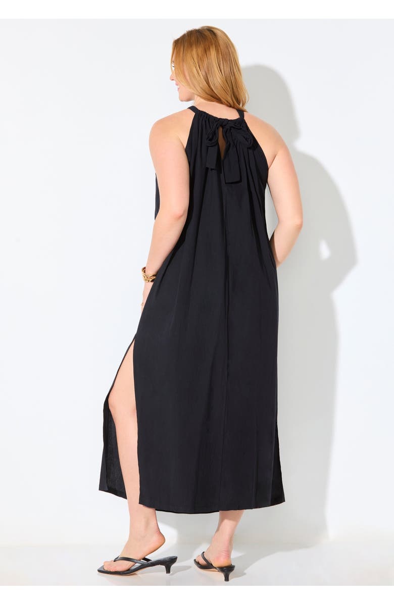 Swimsuits for All Cotton High Neck Maxi Dress Cover Up, Alternate, color, Black