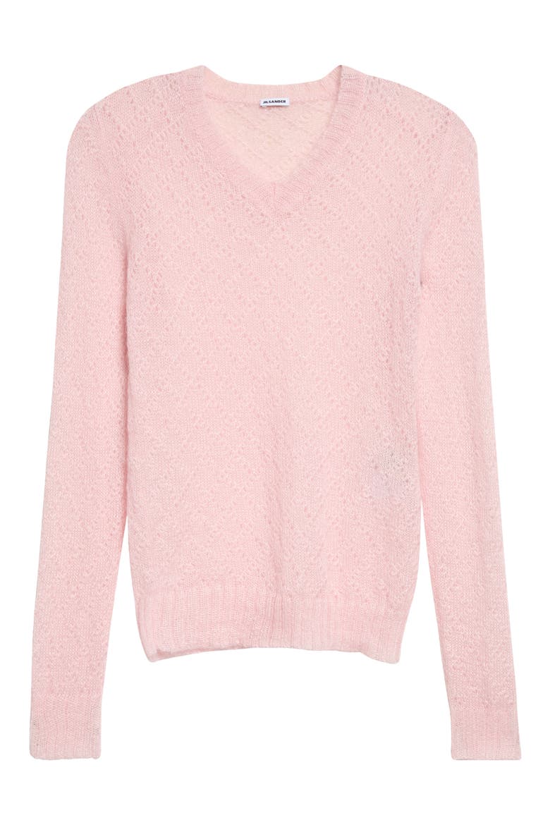 Slim Fit Open Stitch Mohair & Silk V-Neck Sweater, Alternate, color, COTTON CANDY