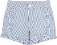 RuffleButts Girls Seersucker Ruffle Trim Woven Shorts