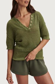 Varley Callie Sheer Knit Cotton Top
