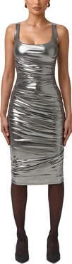 Naked Wardrobe Mirror Metallic Midi Dress