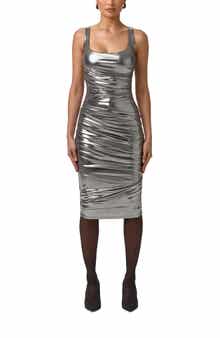 Mirror Metallic Midi Dress