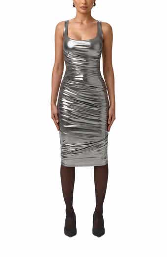 Mirror Metallic Midi Dress