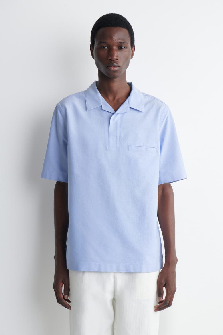 Oxford Cotton Popover Shirt, Main, color, LIGHT BLUE