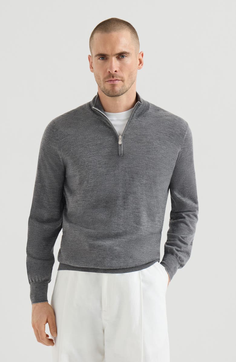 Brunello Cucinelli Lightweight sweater with zip, Alternate, color, 