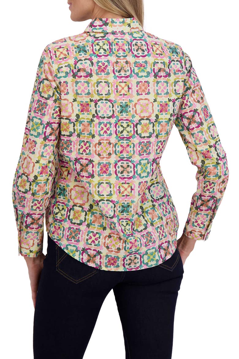 Zoey Watercolor Cotton Button-Up Shirt, Alternate, color, MULTI