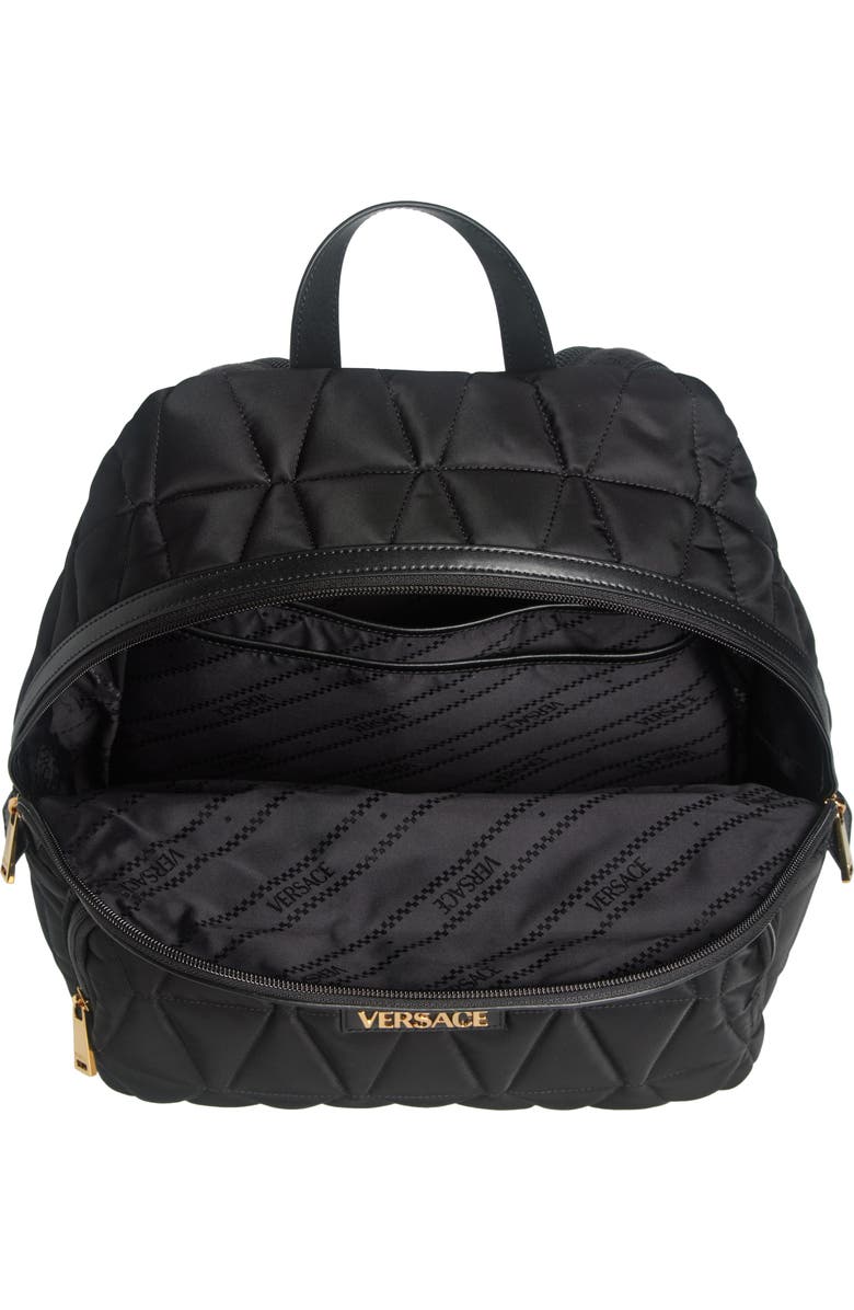 Versace Quilted Nylon Backpack, Alternate, color,