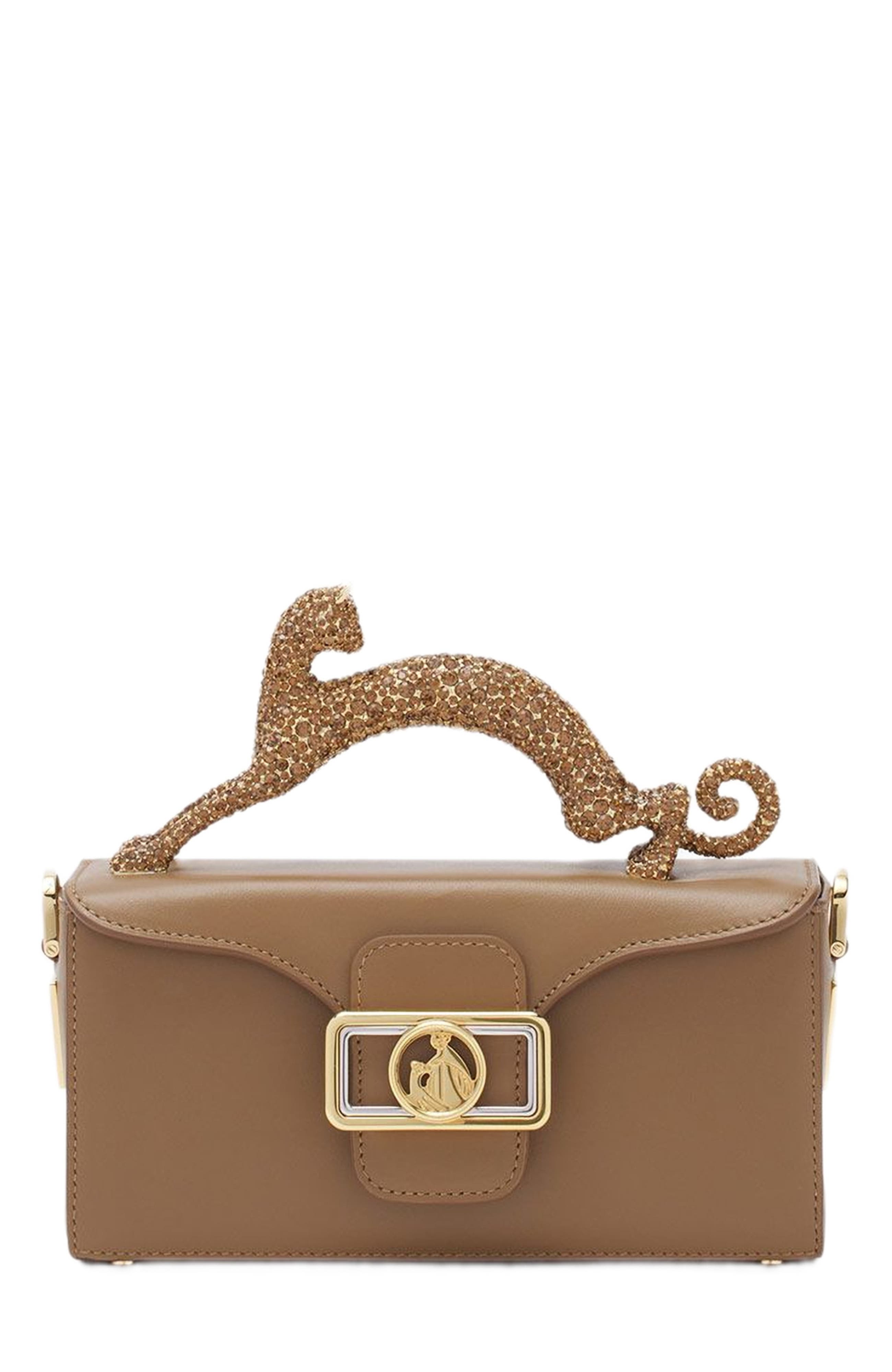 Lanvin Nano Pencil Cat Bag In Leather And Rhinestone, Main, color, 