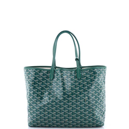 Pre-owned Goyard  Goyard Saint Louis Tote Coated Canvas Pm In Green
