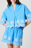 French Connection Alissa Embroidered Cotton Top