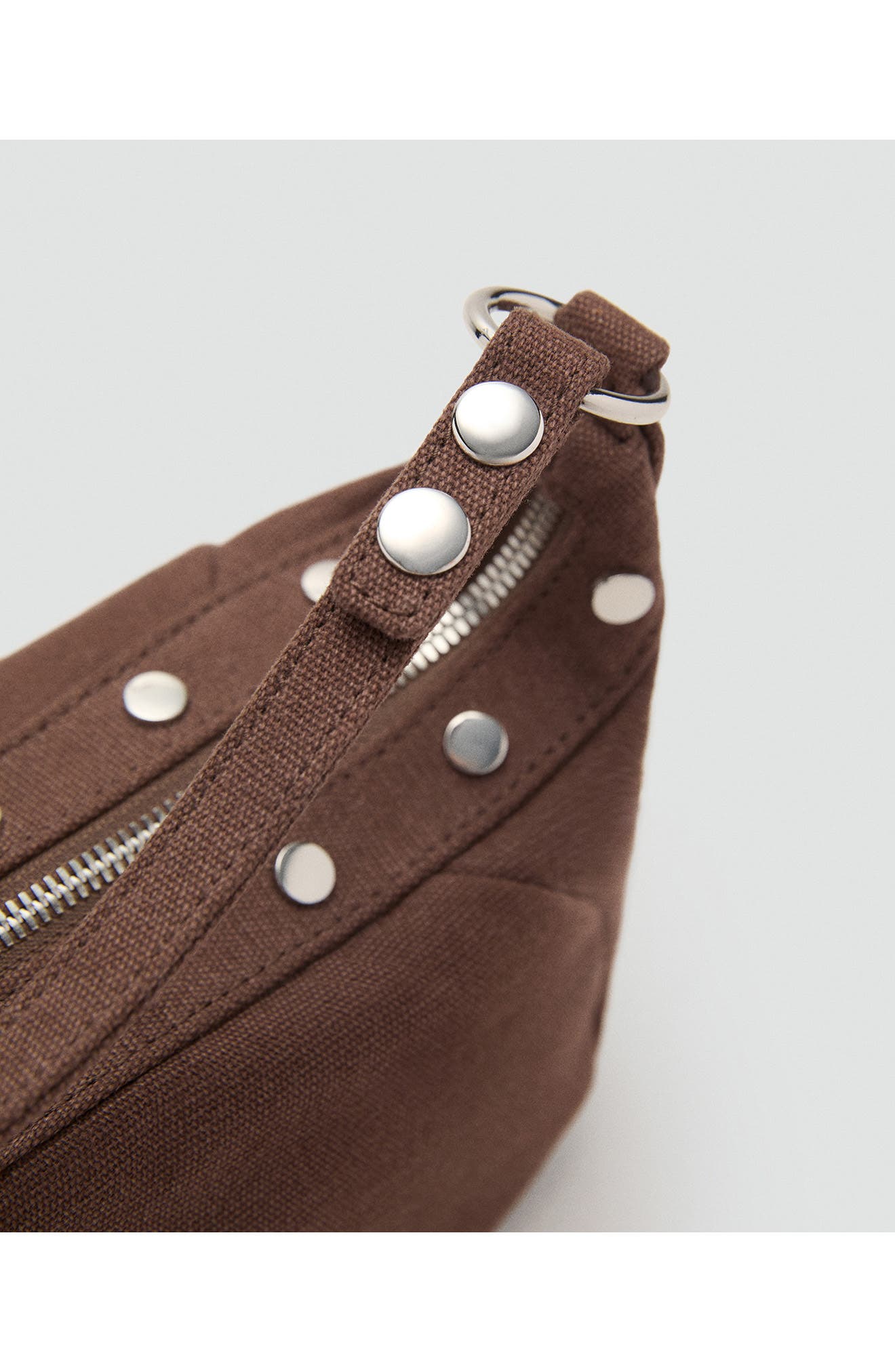 MANGO Studded Cotton Canvas Shoulder Bag, Alternate, color, 