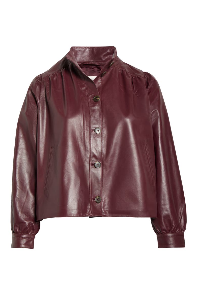 Leather Swing Jacket, Alternate, color, BURGUNDY ROYALE