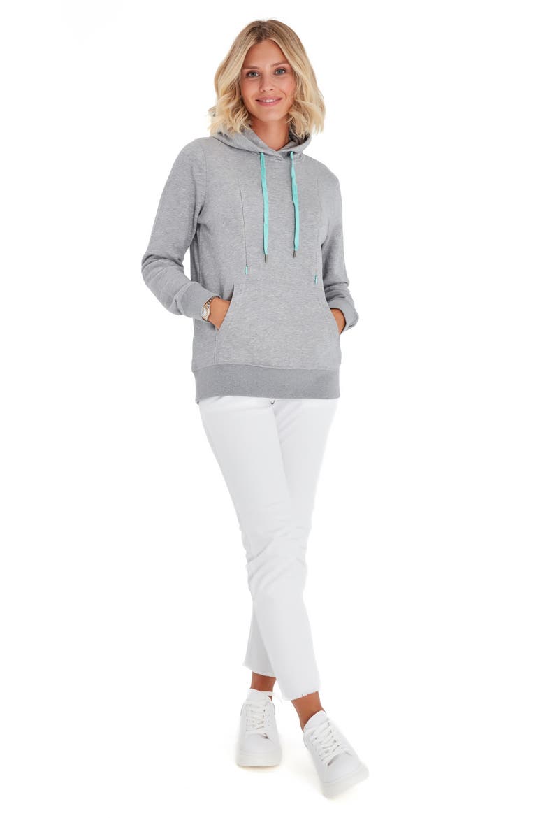 Iconic Maternity/Nursing Hoodie, Alternate, color, GRAY