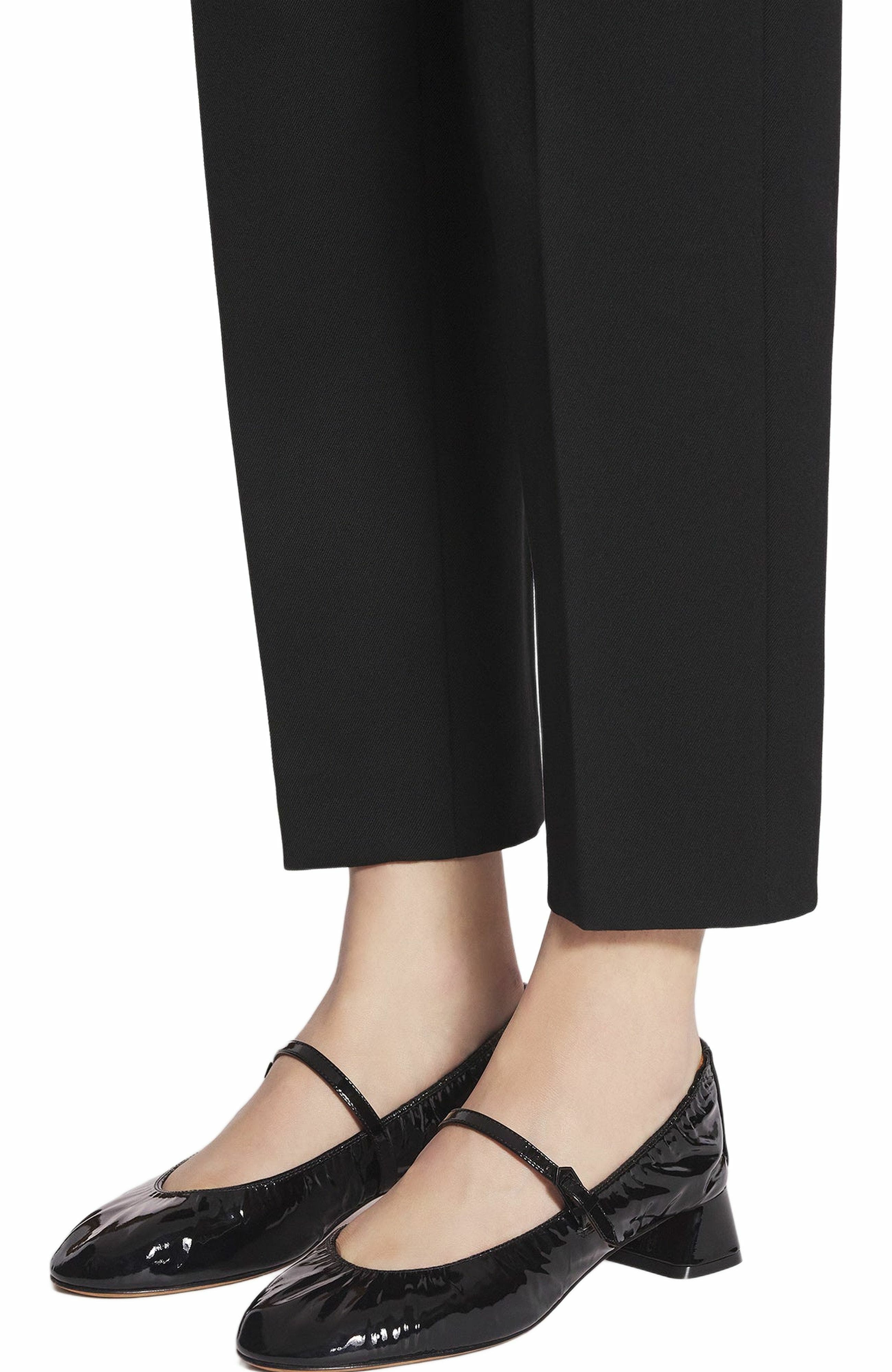 Lanvin Heeled Mary Jane In Glossy Leather, Alternate, color, Black