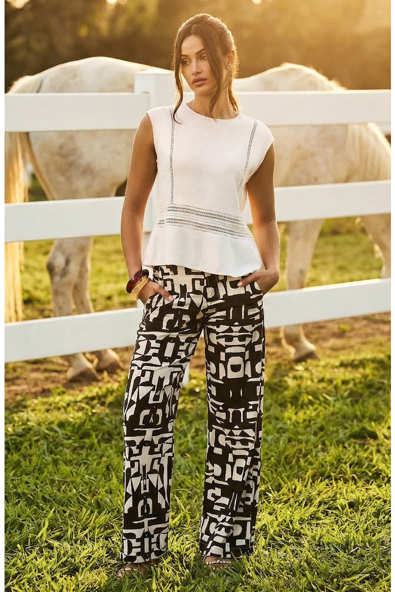 Meg Print High Waist Wide Leg Pants, Alternate, color, CHOCOLATE