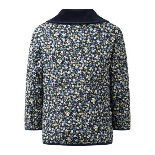 Rachel Riley Berry Floral Quilted Jacket In Blue