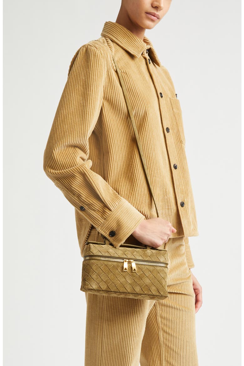 Bang Bang Intrecciato Suede Vanity Case, Alternate, color, 2856 MUD-GOLD
