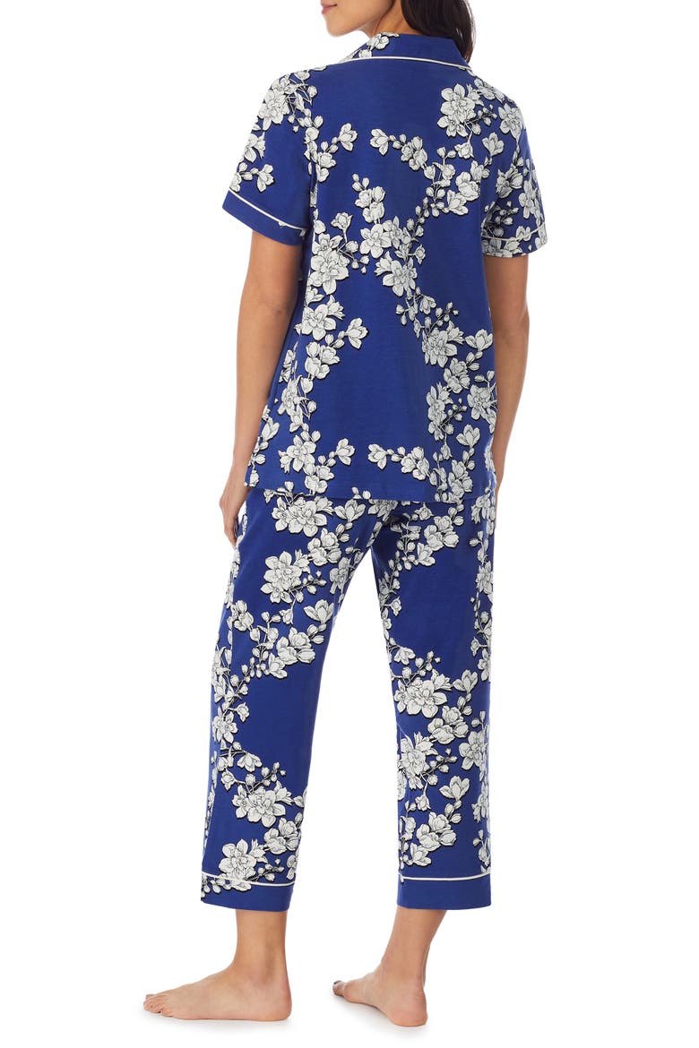 Navy Shadow Blossom Organic Cotton Crop Pajamas, Alternate, color, NAVY SHADOW BLOSSOM