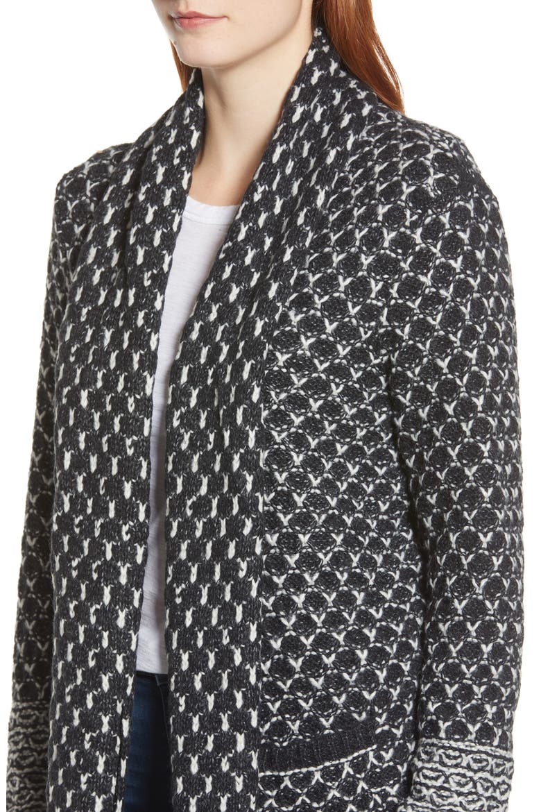 Patch Pocket Long Cardigan, Alternate, color, BLACK CHALK
