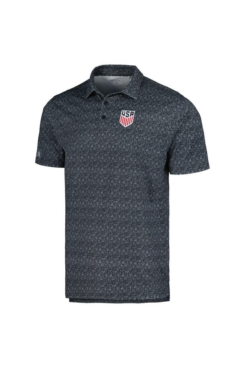 Men's Antigua Black USMNT Figment Polo, Alternate, color, Black