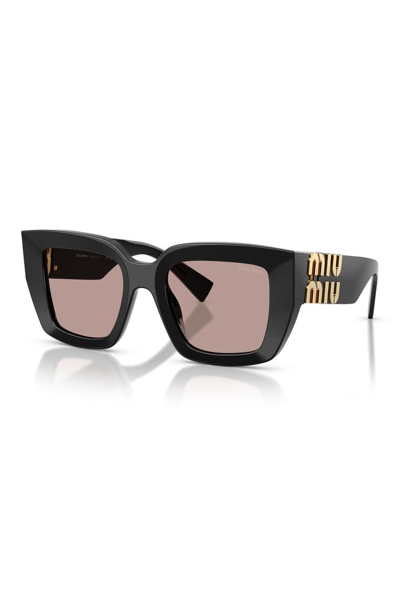51mm Gradient Square Sunglasses, Alternate, color, BLACK / LIGHT PURPLE BROWN