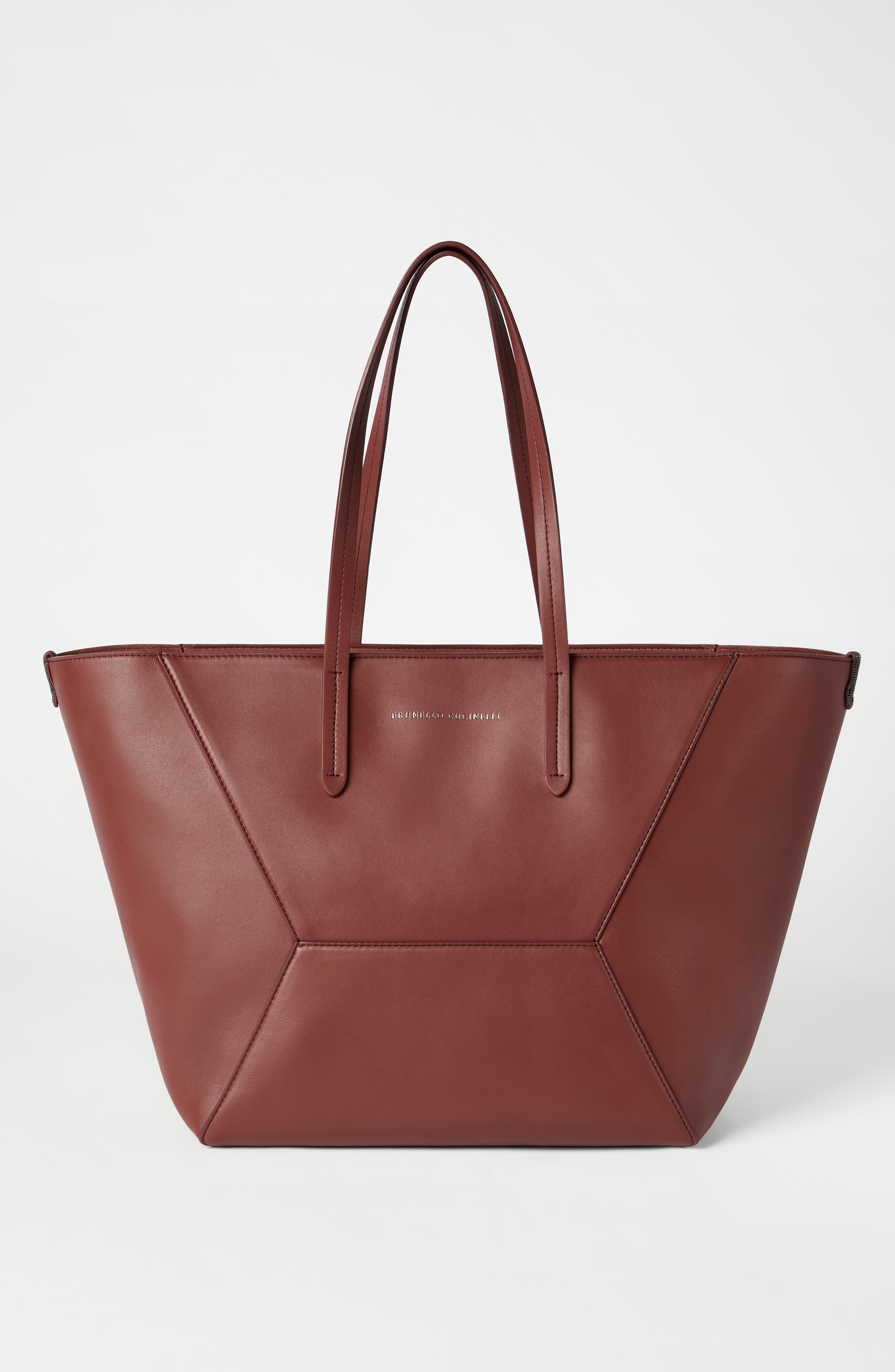 Brunello Cucinelli Calfskin BC Duo bag, Alternate, color, Red