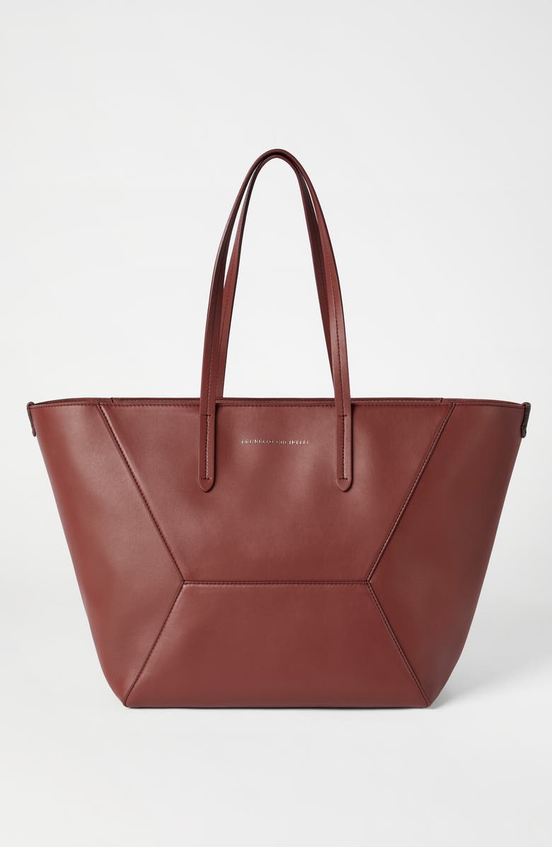 Brunello Cucinelli Calfskin BC Duo bag, Alternate, color, Red